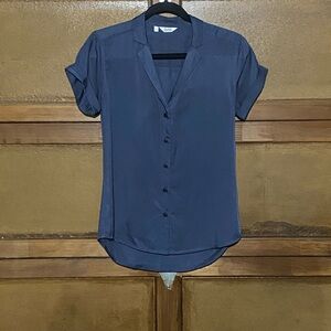 Chic Blue Button-Down Shirt for Women